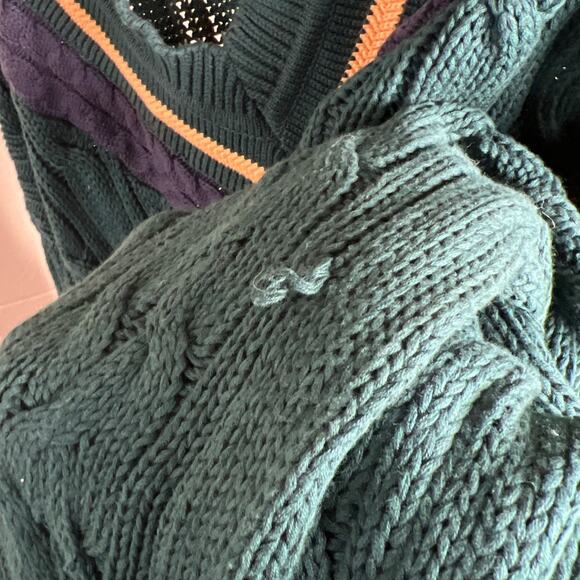 New River Co Authentic Heavy Knit Size Large V-Neck Green 100% Cotton - Picture 5 of 7